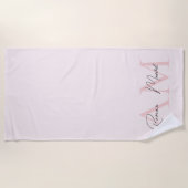 Serviette De Plage Monogramme minimal initial et nom Pastel rose (Devant)