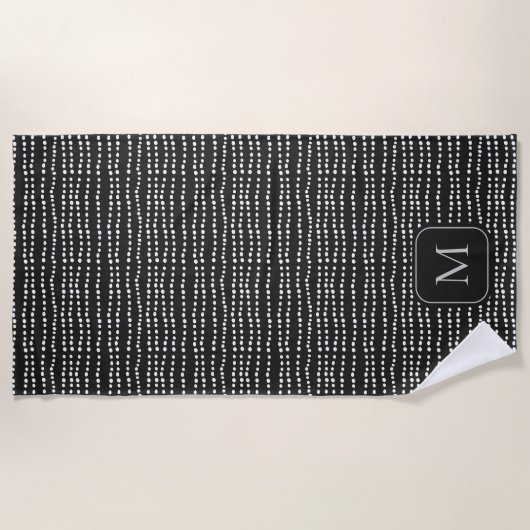 Serviette De Plage Monogramme minimal moderne Pot noir & blanc (Devant)