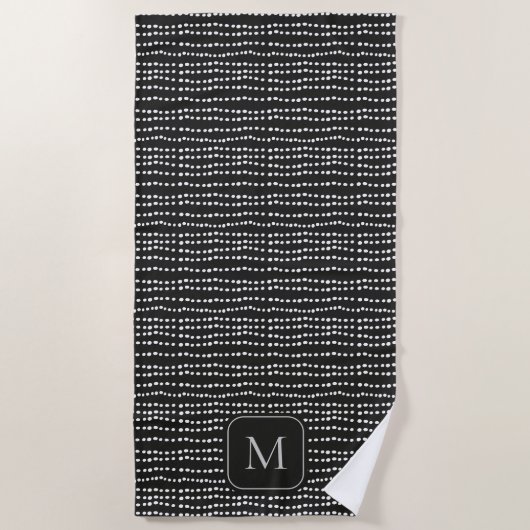 Serviette De Plage Monogramme minimal moderne Pot noir & blanc (Devant)