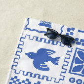 Serviette De Plage Monogramme Moderne Bleu Blanc Abstrait Motif (En situation)