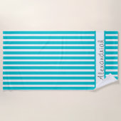 Serviette De Plage Monogramme Moderne Bleu Turquoise Bleu Bleu Blancs (Devant)