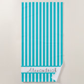 Serviette De Plage Monogramme Moderne Bleu Turquoise Bleu Bleu Blancs (Devant)