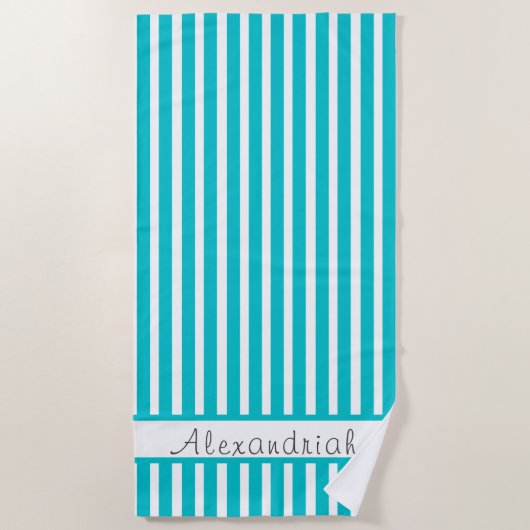 Serviette De Plage Monogramme Moderne Bleu Turquoise Bleu Bleu Blancs (Devant)