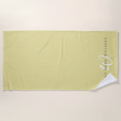 Serviette De Plage Monogramme Moderne Chartreuse Blanc en Écriture Sc (Devant)