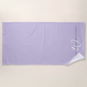 Serviette De Plage Monogramme Moderne Écriture Blanche Lavande (Devant)