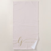 Serviette De Plage Monogramme Moderne Élégant Bleu Pink Gold Script (Devant)