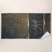 Serviette De Plage Monogramme moderne Elegant Gold Touch (Devant)