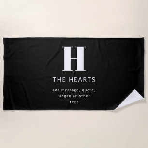 Serviette De Plage Monogramme moderne modifiable Nom et message Noi