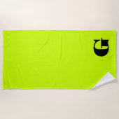 Serviette De Plage Monogramme moderne noir | Neon Lime jaune (Devant)