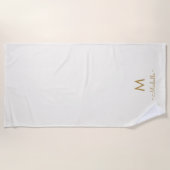 Serviette De Plage Monogramme Moderne Or Ivoire Script (Devant)