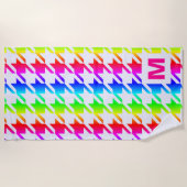 Serviette De Plage Monogramme moderne Rainbow Ombre Houndstooth Motif (Devant)