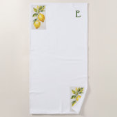 Serviette De Plage Monogramme moderne Zesty Lemon (Devant)
