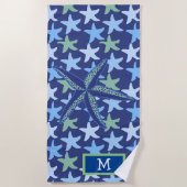 Serviette De Plage Monogramme Motif couleur Starfish (Devant)