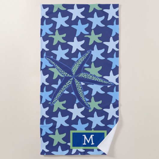Serviette De Plage Monogramme Motif couleur Starfish (Devant)