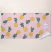 Serviette De Plage Monogramme Motif d'ananas tropical (Devant)