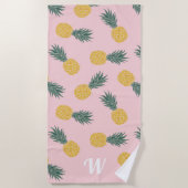 Serviette De Plage Monogramme Motif d'ananas tropical (Devant)