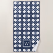 Serviette De Plage Monogramme Motif de la marine (Devant)