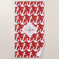 Monogramme, motif nautique blanc d'Ancre sur le