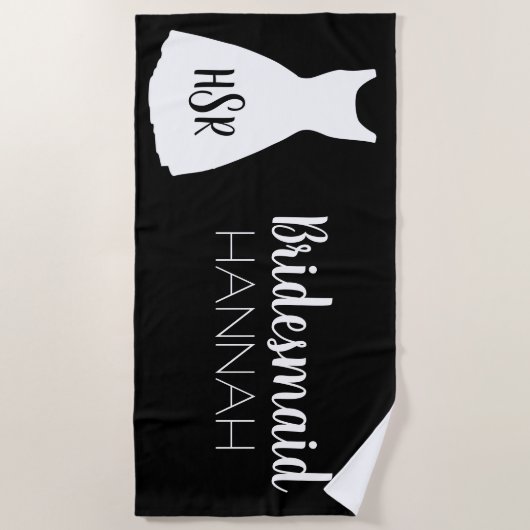 Serviette De Plage Monogramme noir (Devant)