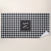 Serviette De Plage Monogramme noir de pied-de-poule (Devant)