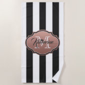 Serviette De Plage Monogramme noir et blanc (Devant)