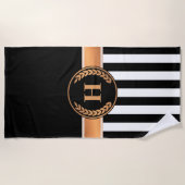 Serviette De Plage Monogramme noir et or (Devant)