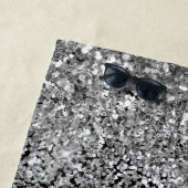 Serviette De Plage Monogramme Nom Paillettes Argent Noir Fille (En situation)