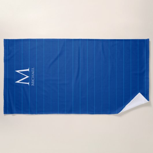 Serviette De Plage Monogramme Noms initiaux Modèle Personnalisé Bleu  (Devant)