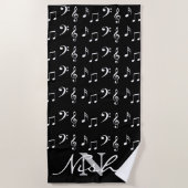 Serviette De Plage Monogramme Notes musicales (Devant)