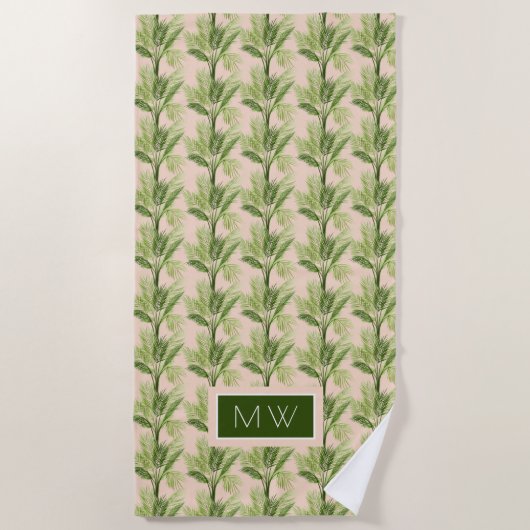 Serviette De Plage Monogramme | Oasis intérieure | Motif Palm Tree (Devant)
