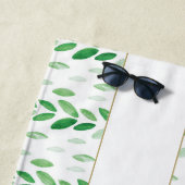 Serviette De Plage Monogramme or Aquarelle botanique Verdure Mariage (En situation)