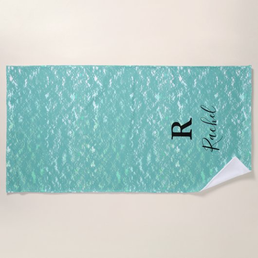 Serviette De Plage Monogramme Parties scintillant Abstraite Étincelle (Devant)