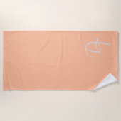 Serviette De Plage Monogramme - pastel orange solide (Devant)