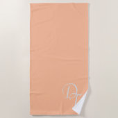 Serviette De Plage Monogramme - pastel orange solide (Devant)