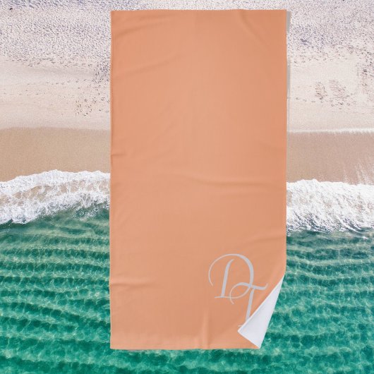 Serviette De Plage Monogramme - pastel orange solide