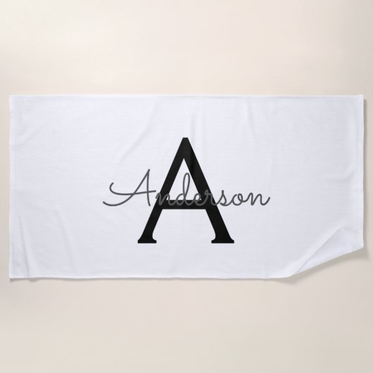 Serviette De Plage Monogramme personnalisé (Devant)