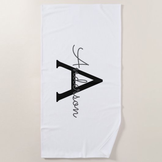 Serviette De Plage Monogramme personnalisé (Devant)
