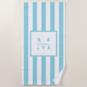 Serviette De Plage Monogramme personnalisé bleu esthétique rétro (Devant)