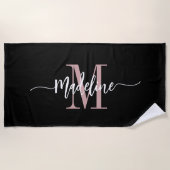 Serviette De Plage Monogramme personnalisé de style script élégant No (Devant)