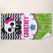Serviette De Plage Monogramme personnalisé Panda Bear (Devant)