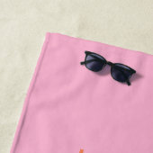 Serviette De Plage Monogramme personnalisé rose orange moderne initia (En situation)