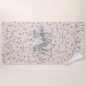 Serviette De Plage Monogramme personnalisé Terrazzo (Devant)