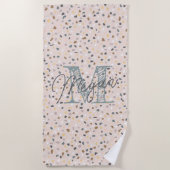 Serviette De Plage Monogramme personnalisé Terrazzo (Devant)