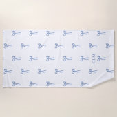 Serviette De Plage Monogramme Petit Bow bleu (Devant)