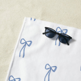 Serviette De Plage Monogramme Petit Bow bleu