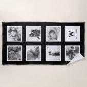 Serviette De Plage Monogramme photo noir et blanc (Devant)