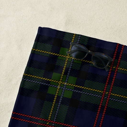 Serviette De Plage Monogramme Plaid Personnalisé Clan Malcolm Tartan (En situation)