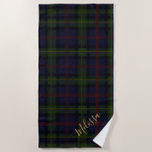 Serviette De Plage Monogramme Plaid Personnalisé Clan Malcolm Tartan (Devant)