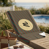 Serviette De Plage Monogramme rayures vert forêt et bordeaux Prépa