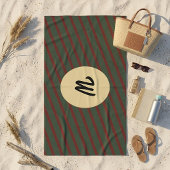 Serviette De Plage Monogramme rayures vert forêt et bordeaux Prépa
